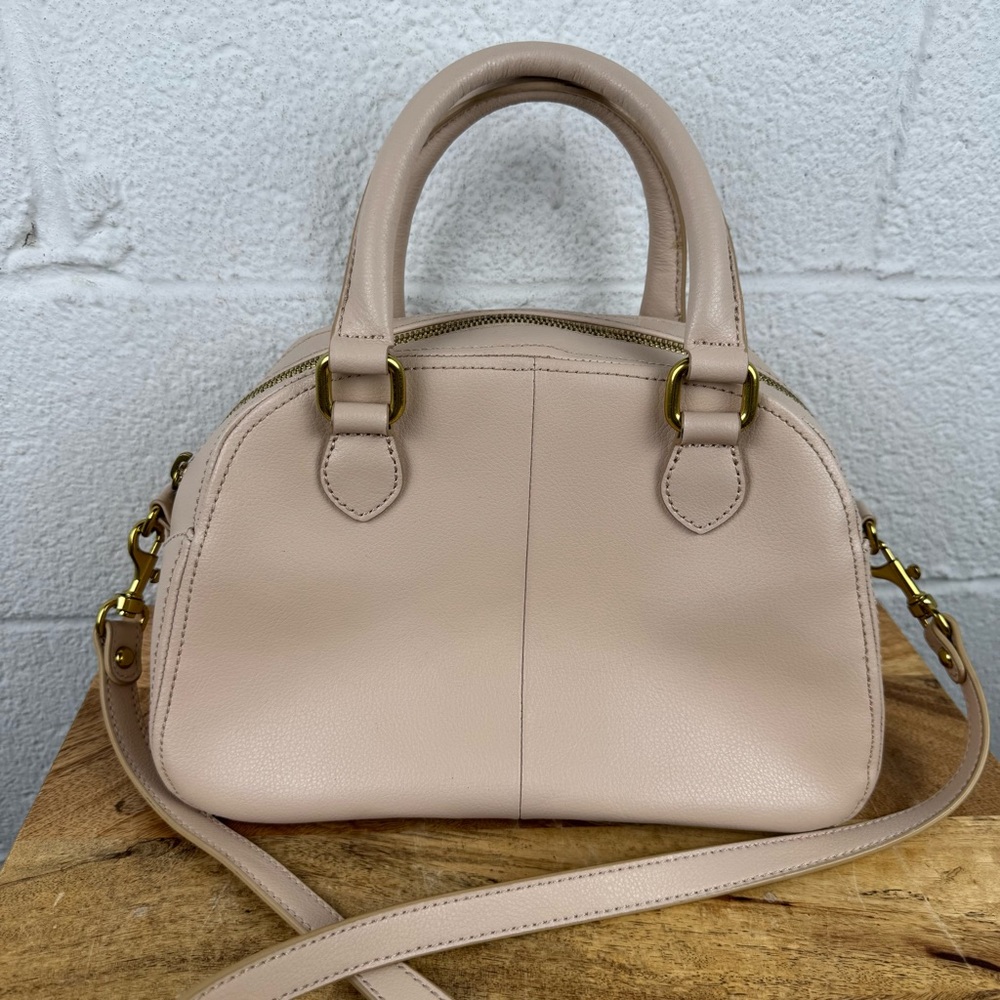 J. Crew Cream Leather Dome Satchel
